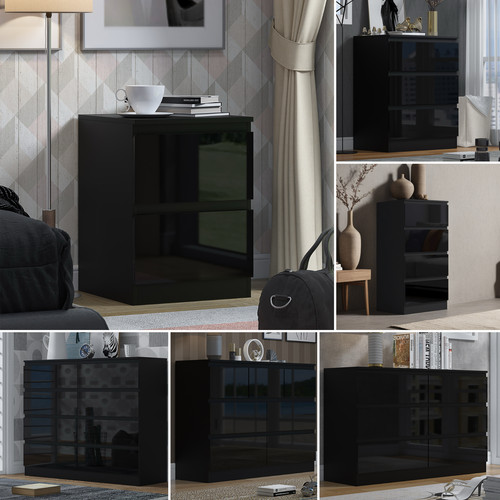 Black gloss chest drawers - gloss,